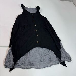 Harlem Pants Dress Womens One Size Plus Black Gray Lagenlook Gauzy Sleeveless